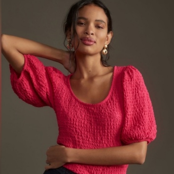 Maeve Tops - Anthropologie Balloon-Sleeve Textured Top XS